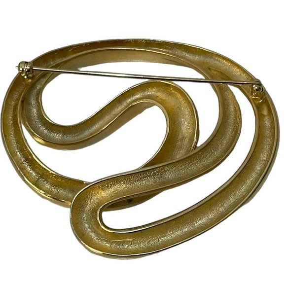 (10-230) Vintage Large Matte Gold Freeform Brooch Pin - Picture 3 of 3